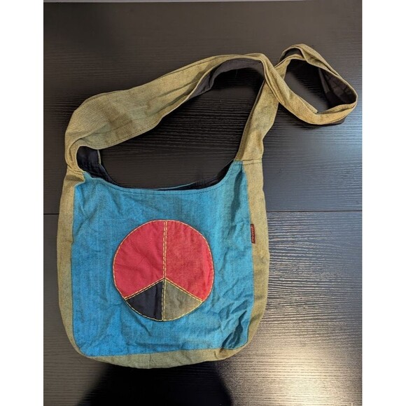 Kathmandu Imports Handbags - Vintage Kathmandu Imports Boho Hippie Multicolor Crossbody Cotton Shoulder Bag